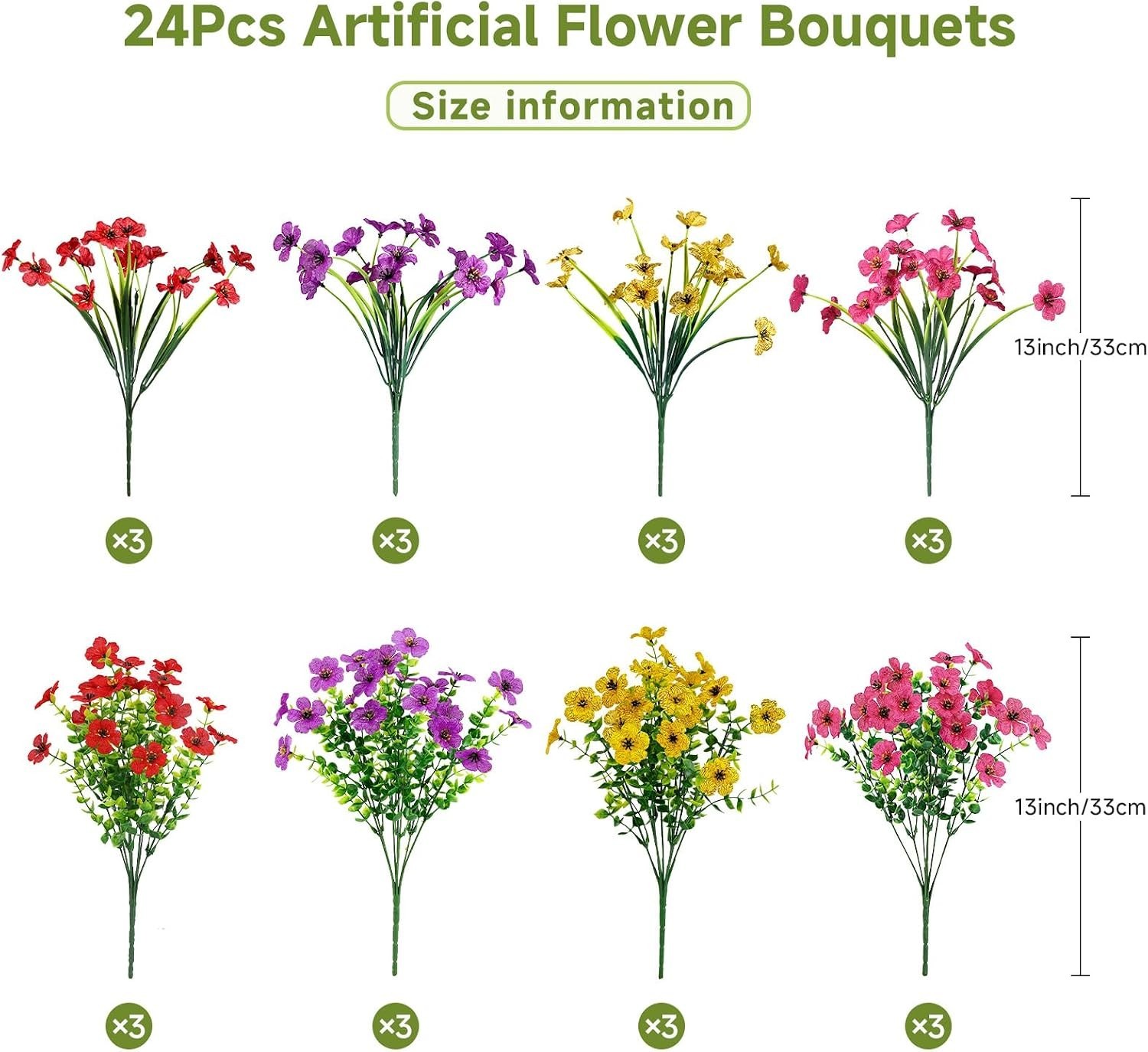 24 Bundles Artificial Daisy Flowers UV Resistant for Outdoor Decor | Silk & P…