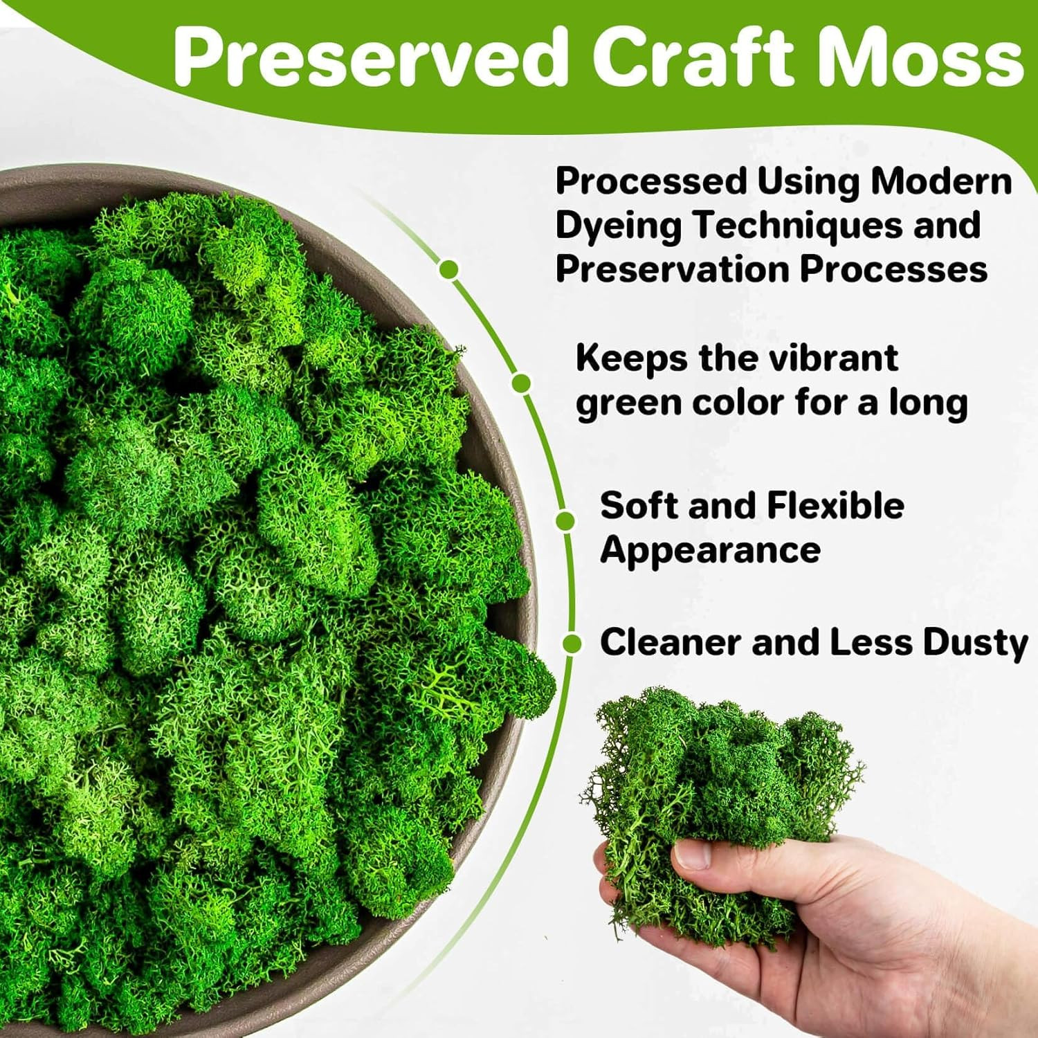 3.5 OZ Preserved Moss Natural Green Faux Moss for DIY Crafts Floral Decor