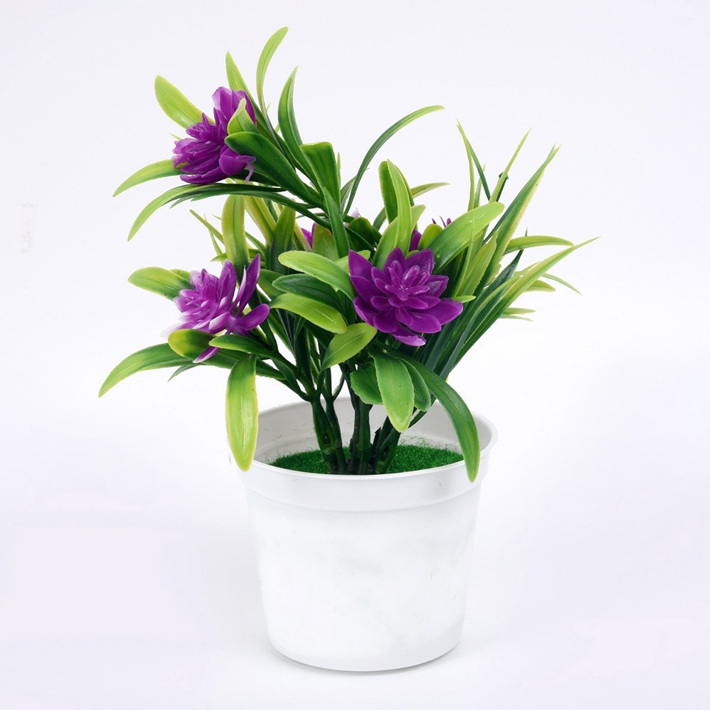 Artificial Lotus Leaf Flower Plants Pot Fake Home House Party Decor Ornaments