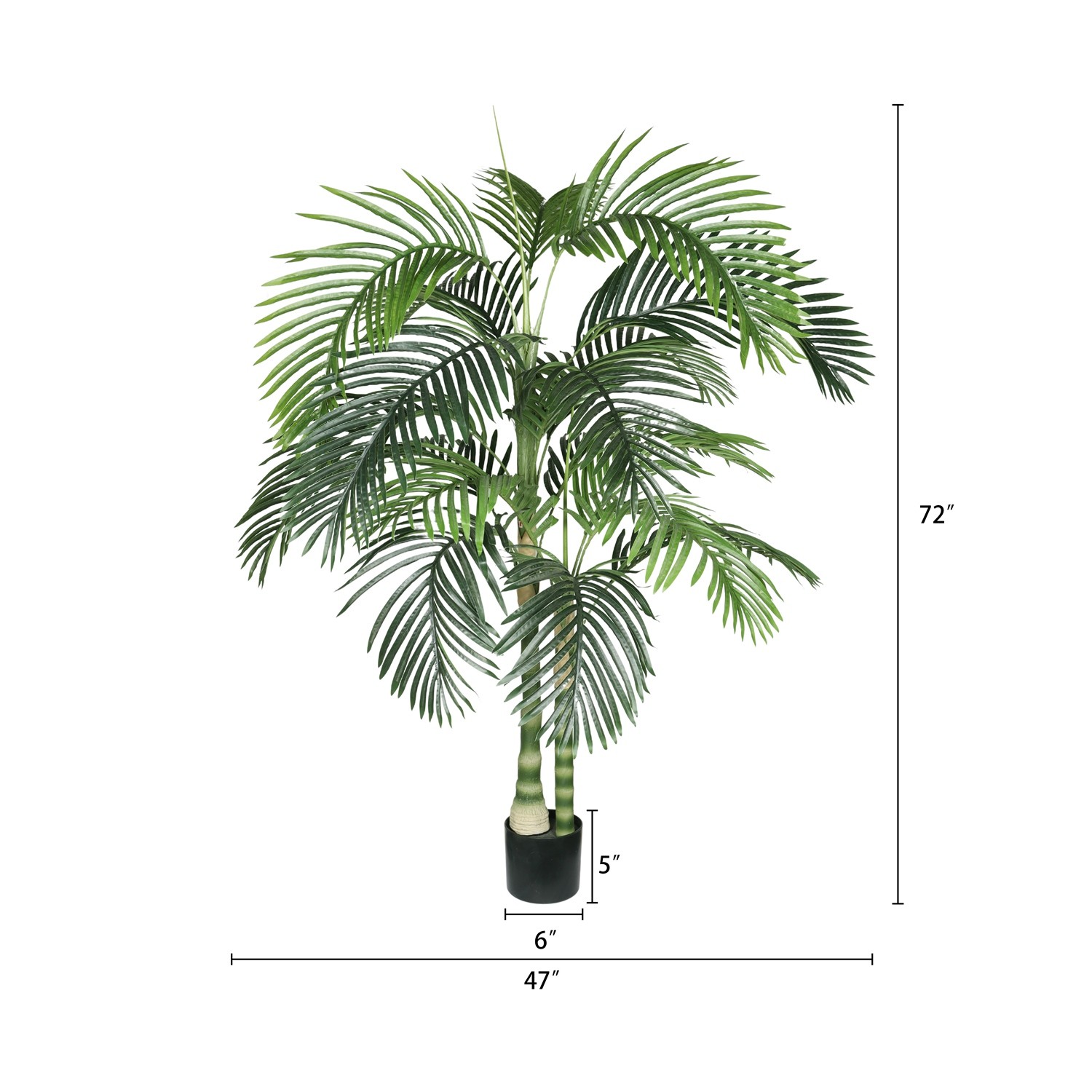 5/6FT Artificial Golden Cane Palm Tree w/ Black Plastic Pot for Office Home
