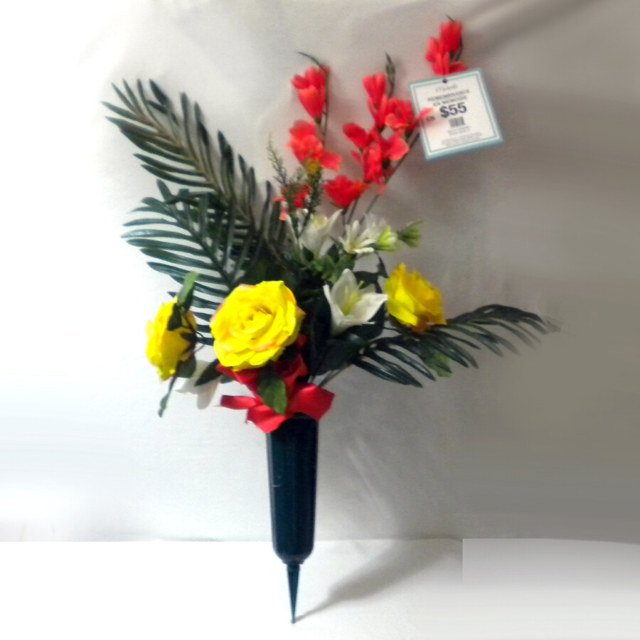 4 Bright Pink, Yellow, Red & Blue Artificial Cloth Floral Bouquet Sets New