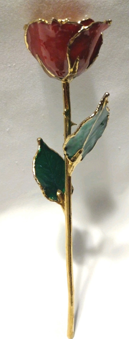 24K ROSE CO Real Rose Trimmed In 24k Gold B2