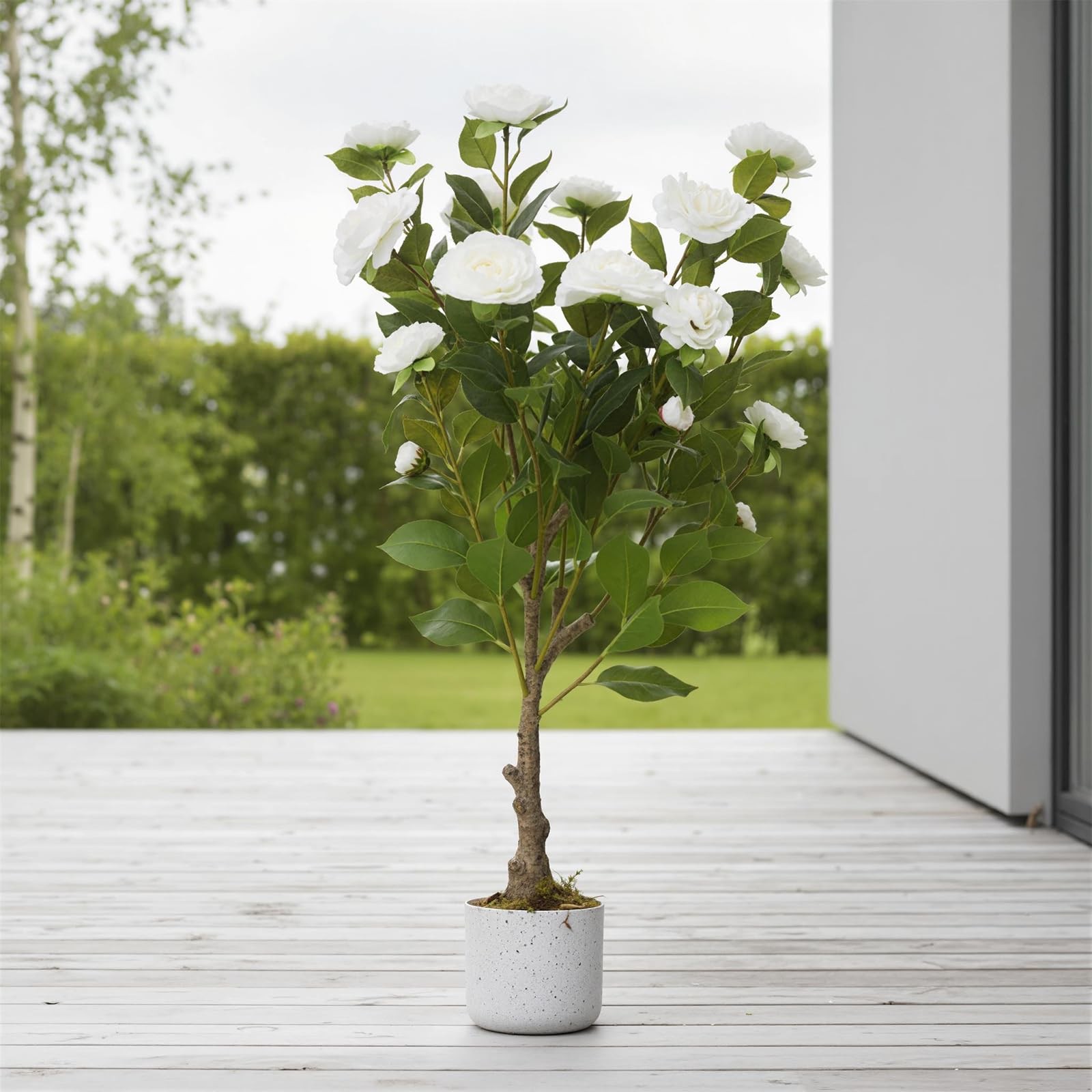 2.8FT Artificial Camellia Tree 1Pcs for Indoor Porch Decor, Realistic Faux Pl…