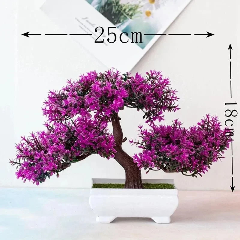 Artificial Bonsai Tree Potted Plant Fake Flowers Home Table Garden Decoration