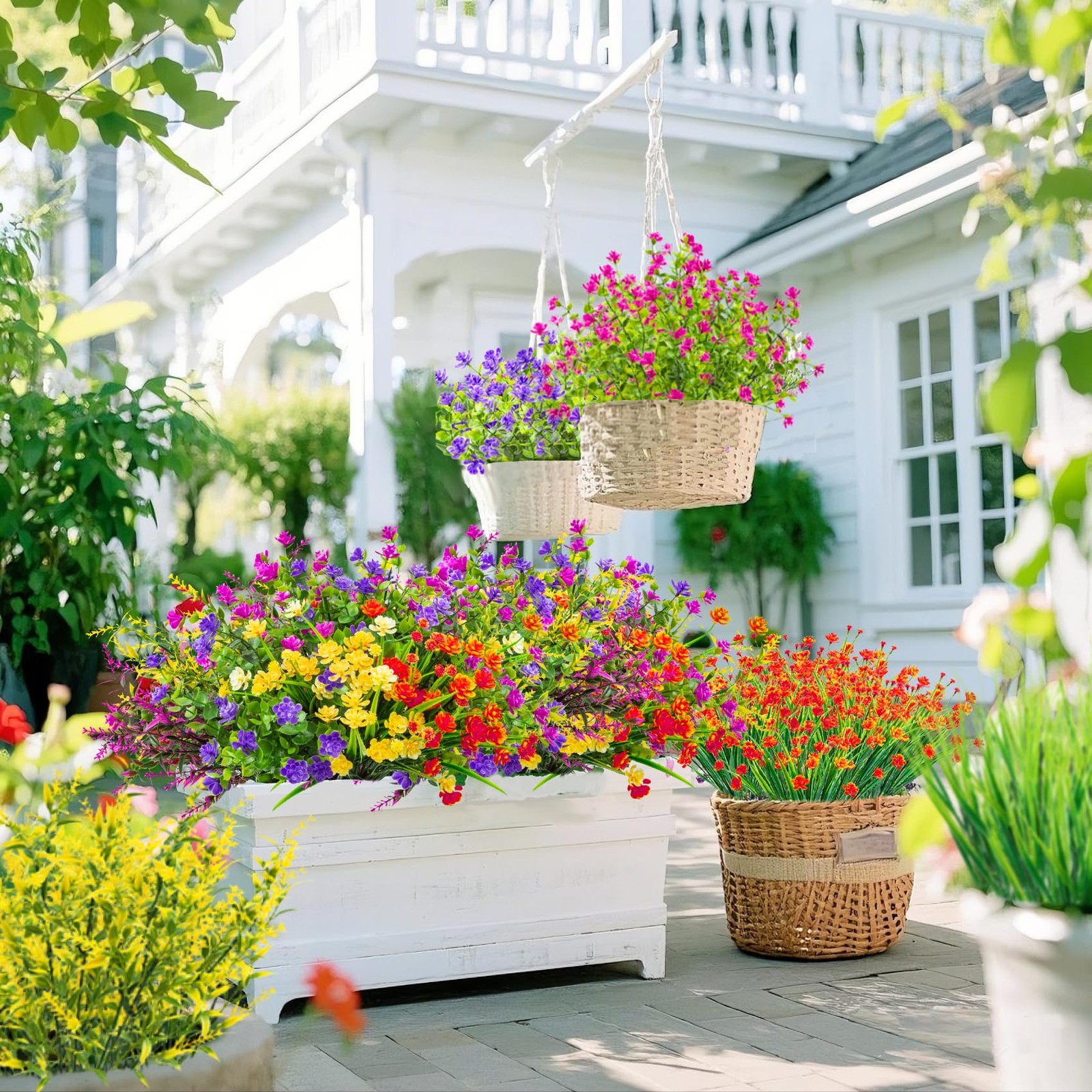 Ouddy Decor 16 Bundles Artificial Flowers for Outdoors Fake Plastic Plants Fa…