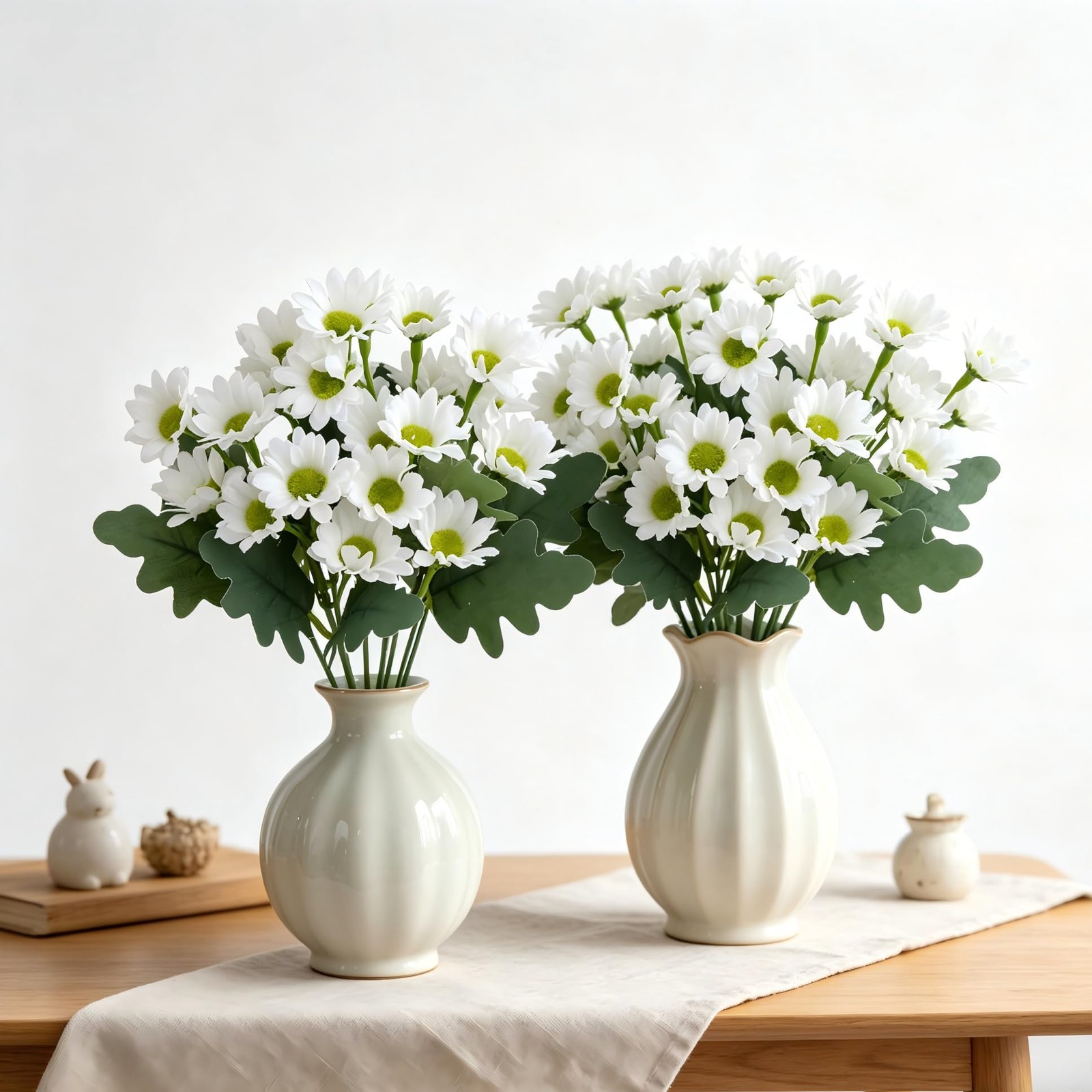 5 Bundles Artificial Daisy Flowers, Faux Silk White Daisy Bouquets, UV Resist…