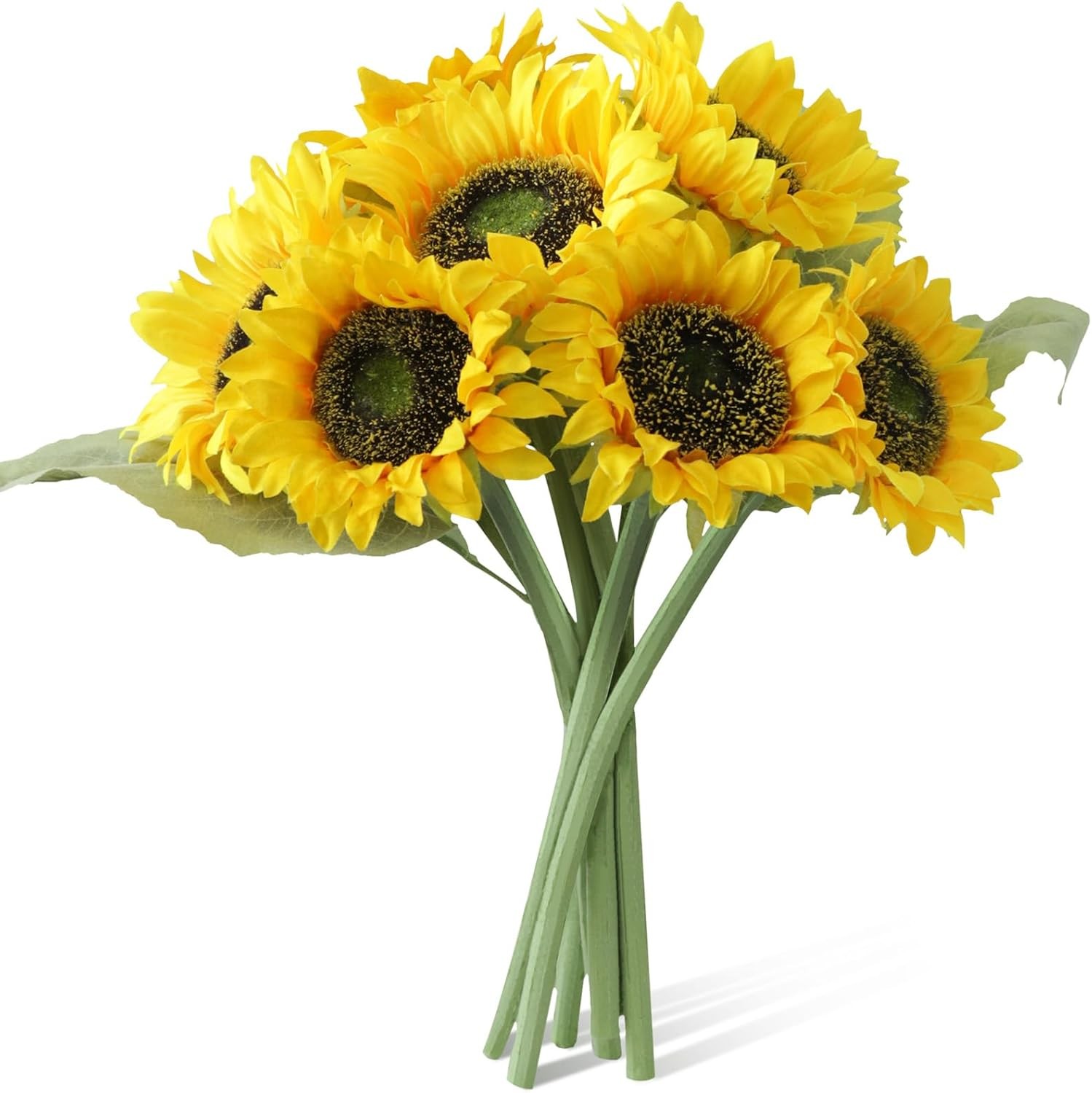 7Pcs Realistic Silk Sunflowers Artificial Flowers,12.6”Fake Sunflowers with
