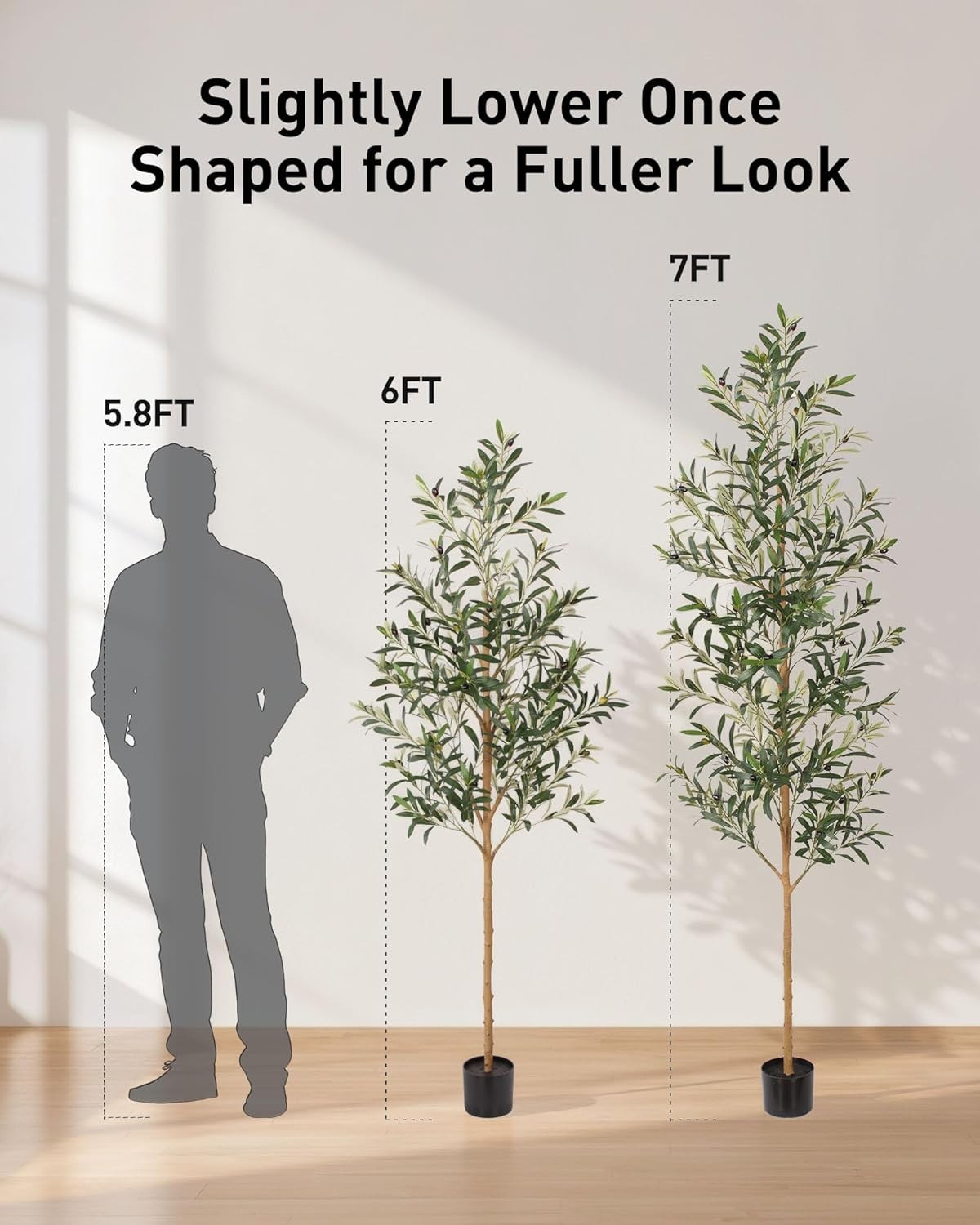 7FT Olive Trees Artificial Indoor, Tall Faux Olive Tree 7FT (84in) with Natural