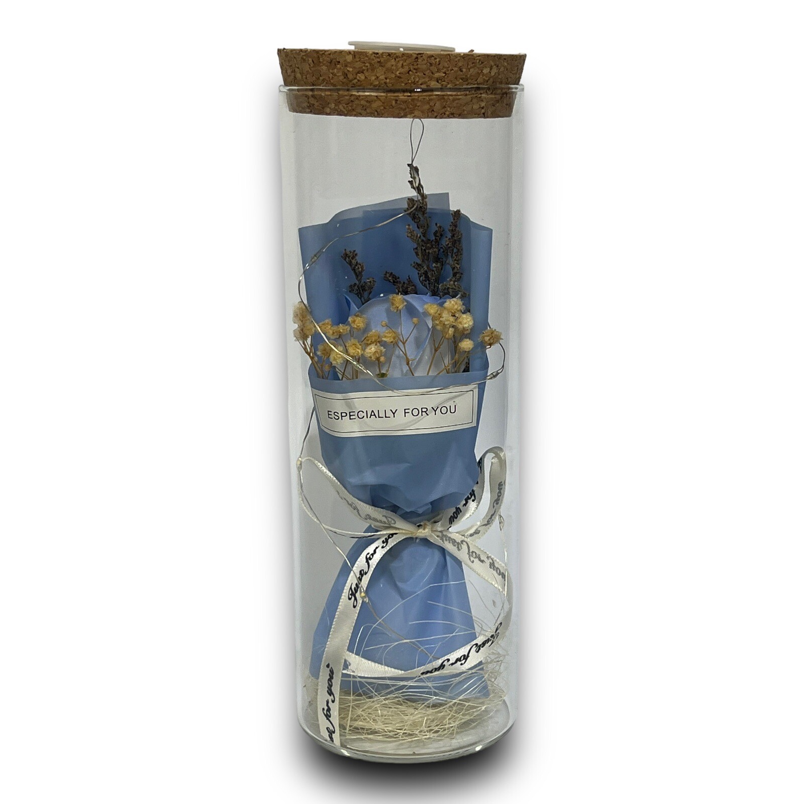 Ice Blue Rose in Glass Dome LED Forever Flower Lamp Enchanted Holiday Day Gift