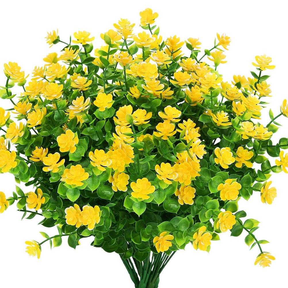 Artificial Flowers Fake Outdoor UV Resistant Boxwood Plants Shrubs 4 Pack, Fa…