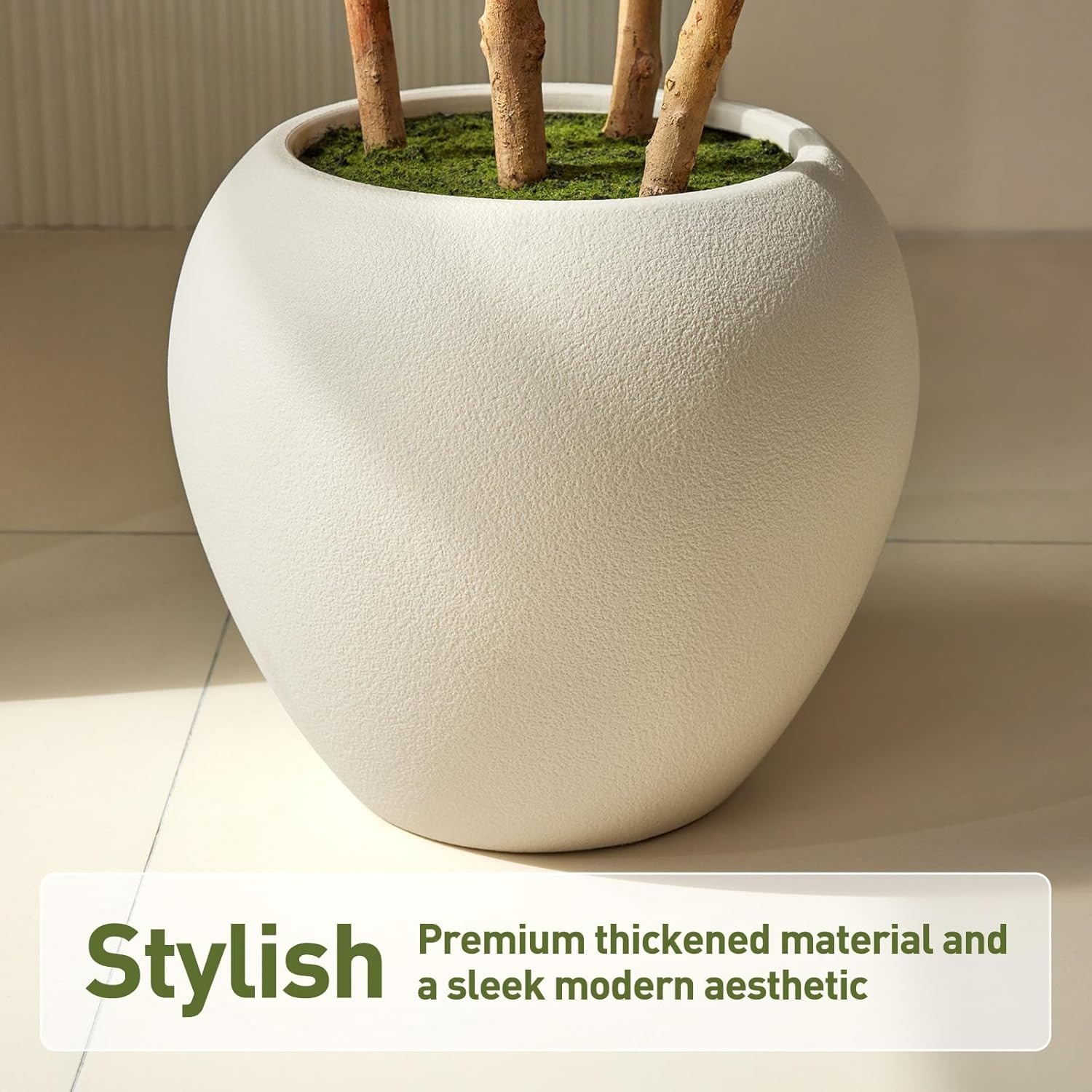 7Ft Ficus Tree – Realistic Faux Plant with White Planter for Home & Office Decor