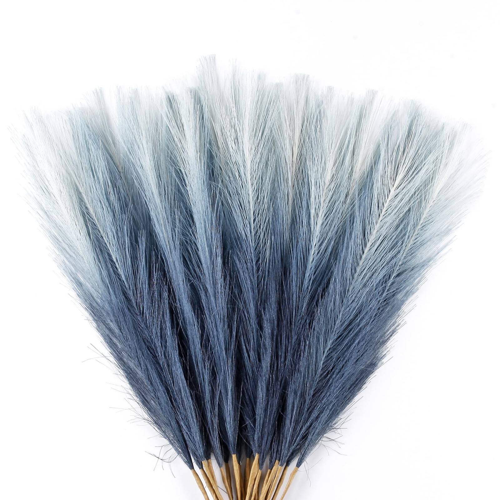 20PCS Blue Gradient Faux Pampas Grass 21.7″ for Vase Filler Decor