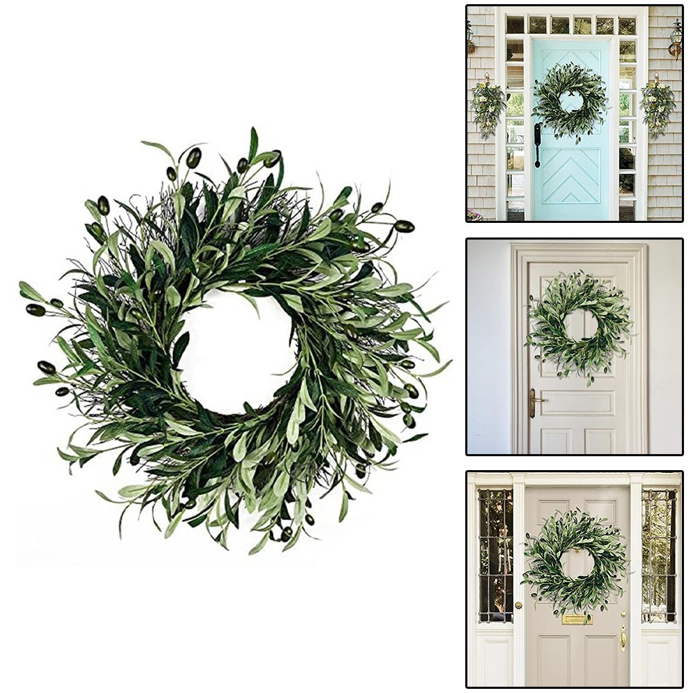 Yearround Eucalyptus Olive Wreath Charming and Colorful For Front Door Decor