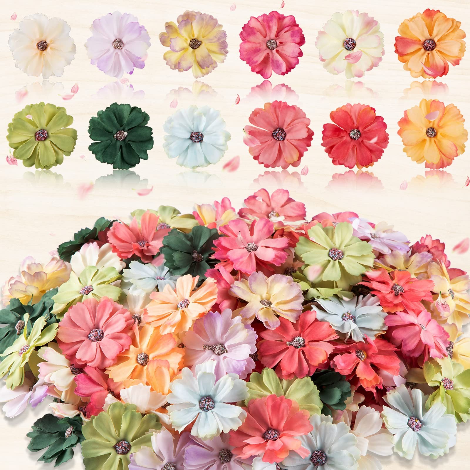 120 PCS Bulk Mini Silk Flower Heads Multicolor Artificial Fake Craft Wedding