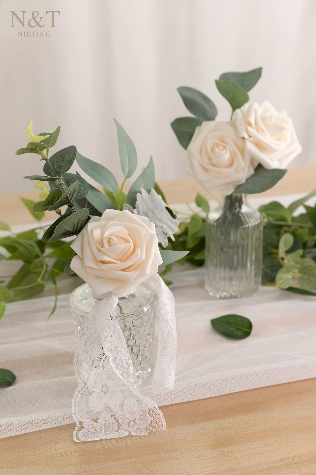 Artificial Flowers 25Pcs Fake Rose Flowers Roses for DIY Wedding Bouquets Cen…