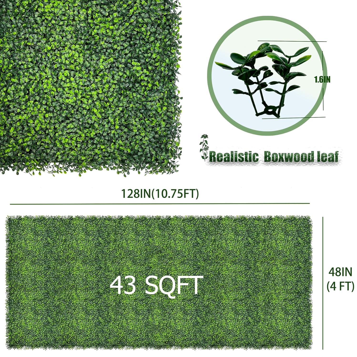 Artificial Ivy Privacy Fence Screen,128″x 48″ (43 SQFT) UV-Anti Faux Boxwood …