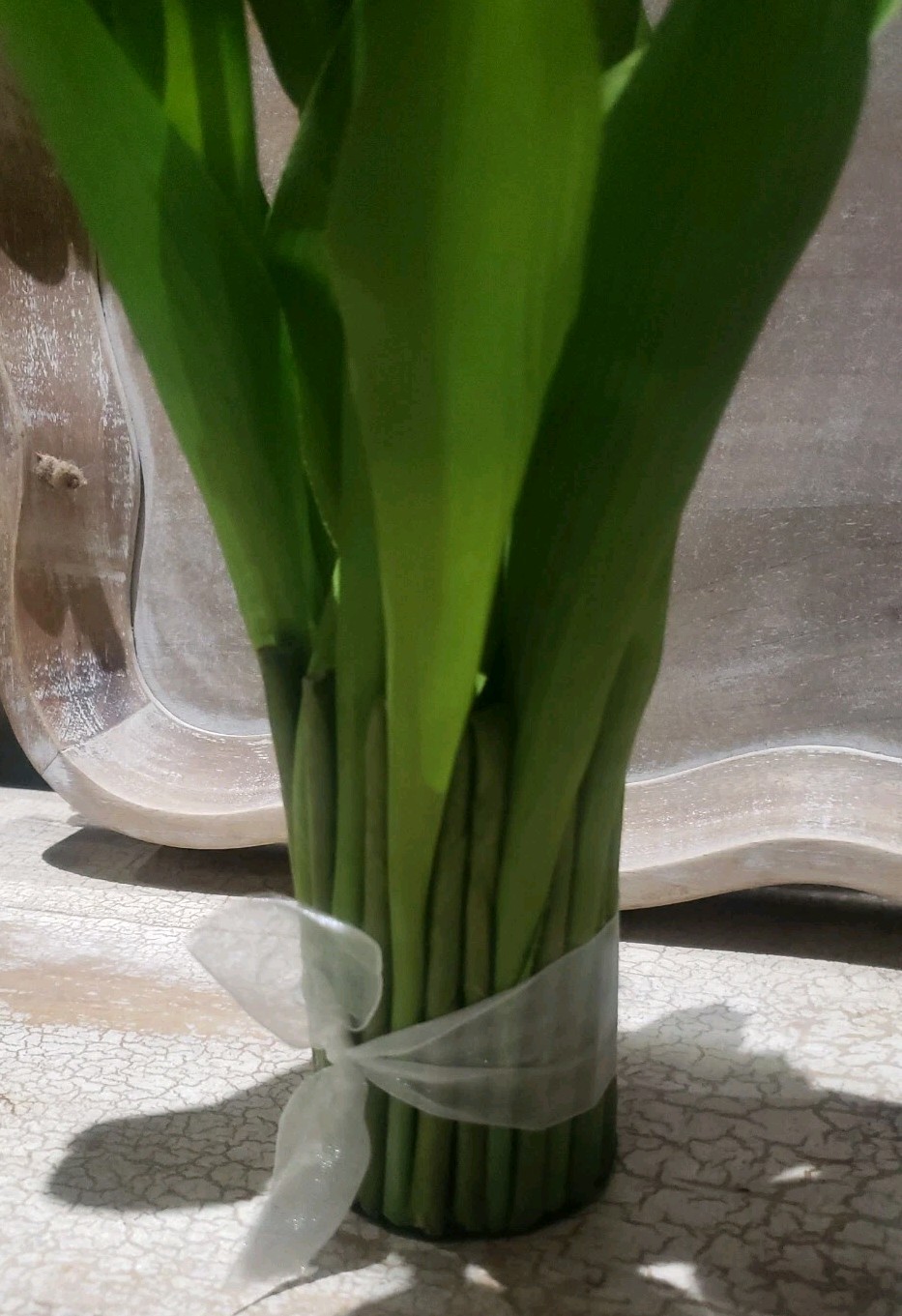 7 STEMS Red Tulips Green Display Faux Arrangement CENTERPIECE 15″ Tall