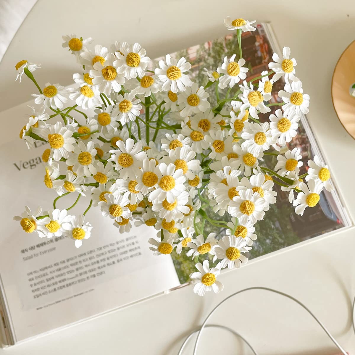 Small White Daisy Artificial Flower 12 PCS 10 Inch Fake Spring Party Decor