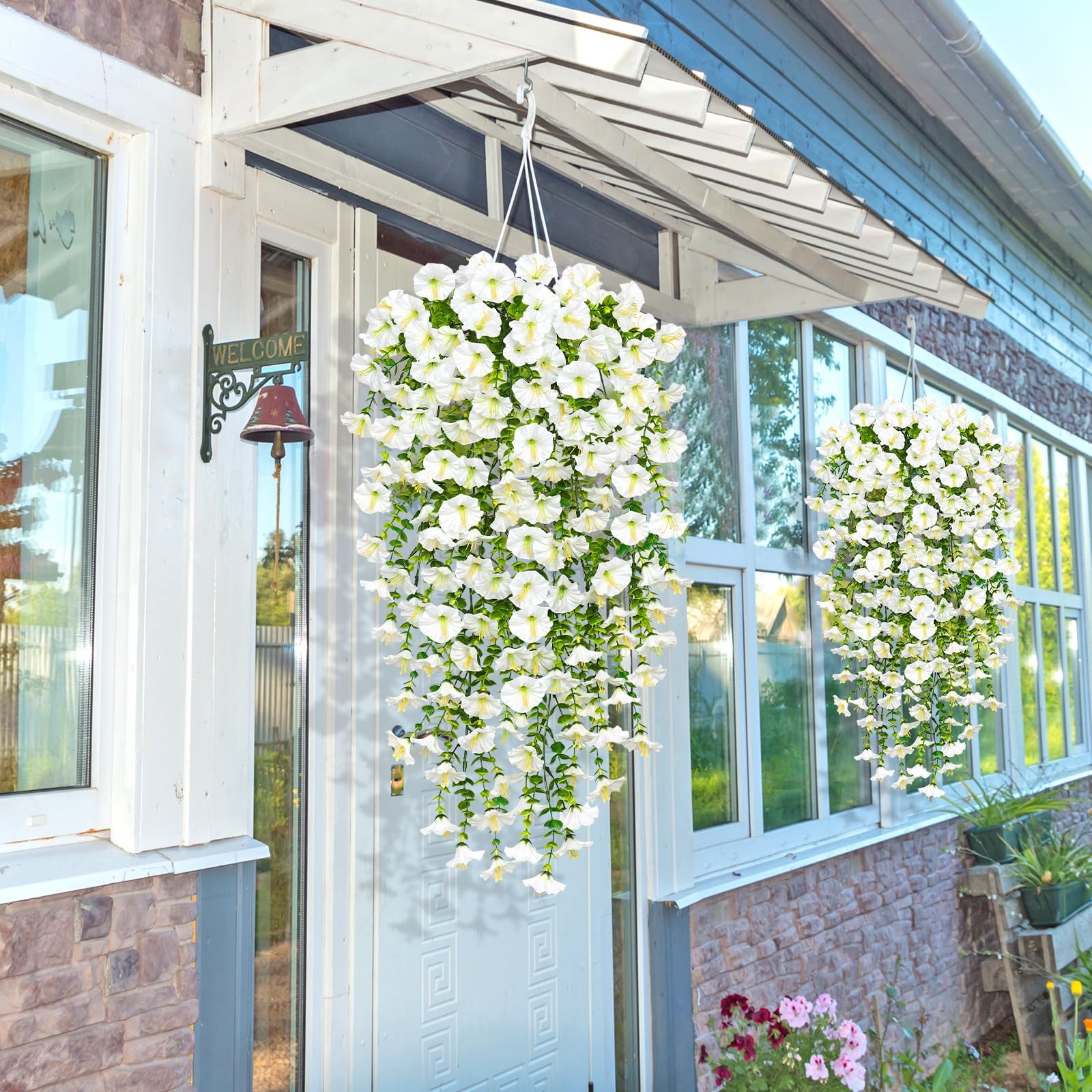 Artificial Fake Hanging Flowers Plants for Outdoor Decoration 2PCS Faux Silk …