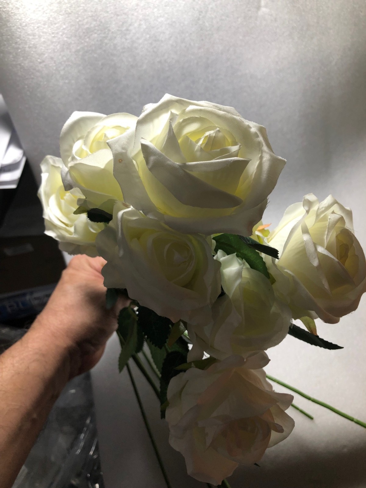 8 PCS White Fake Flowers Decor Real Touch Artificial silk Rose 20″L(Z1