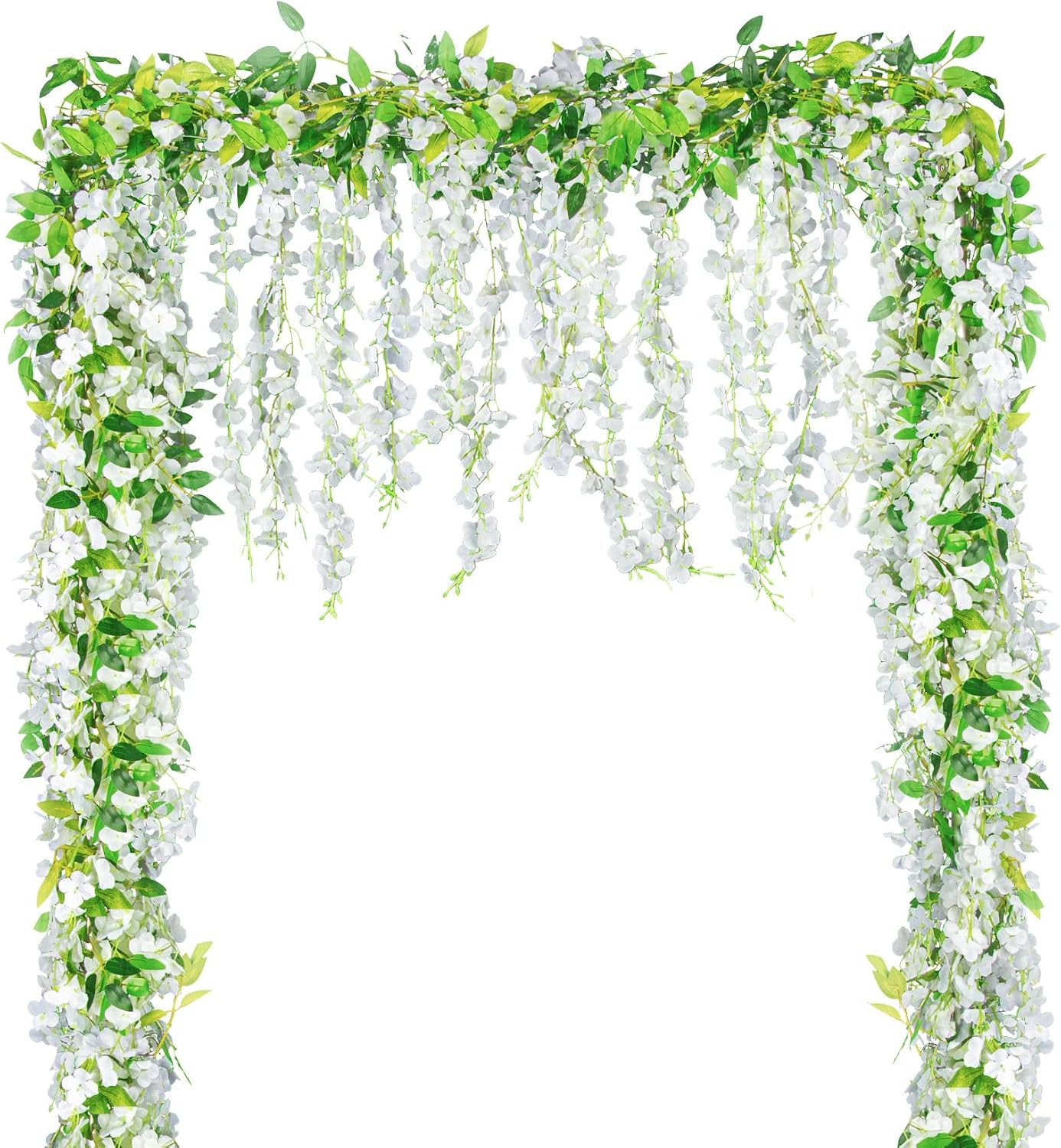 2 Pcs Artificial Wisteria Hanging Flowers – 6.23 Ft Wisteria Hanging Flowers Ga