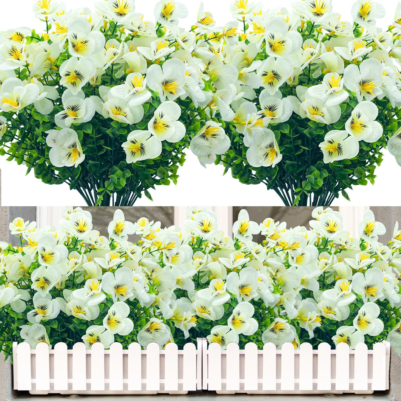 Artificial Flowers for Outdoor,8 Bundles UV Resistant Fake Flowers Faux Plast…