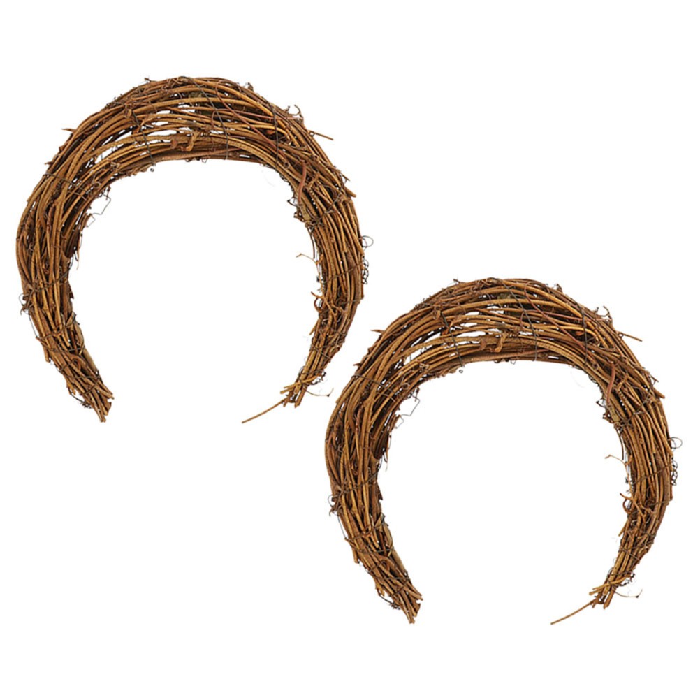 2Pcs Reusable Moon Rattan Wreath Ring DIY Decor Frame with Natural Vine