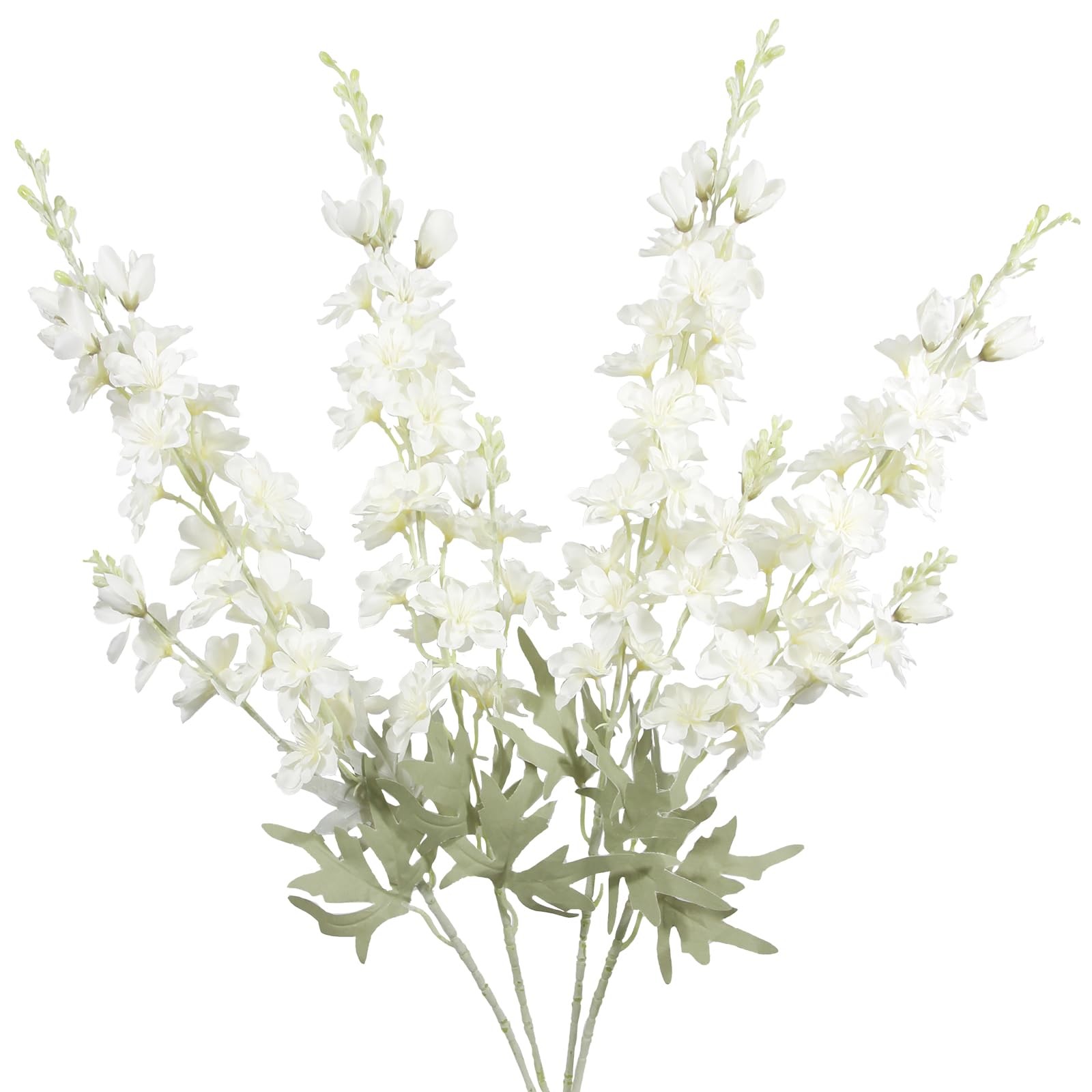4Pcs White Delphinium Artificial Flowers 33.5″ Silk Flowers Bulk Larkspur Art…