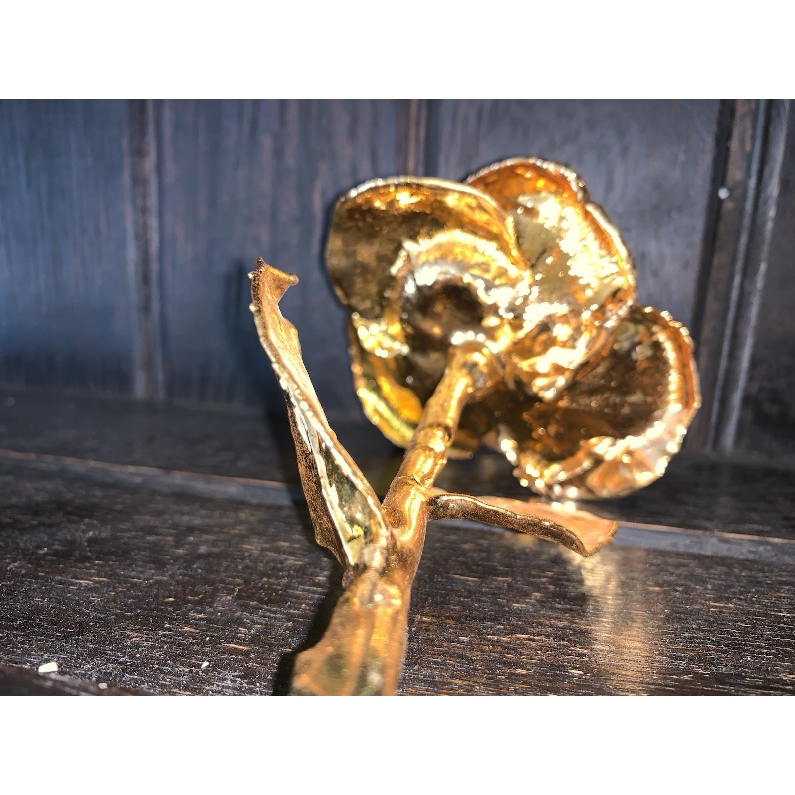 24kt Gold Long Stem Tall Gold Dipped Rose In Great Condition 12” X 4” X 3”