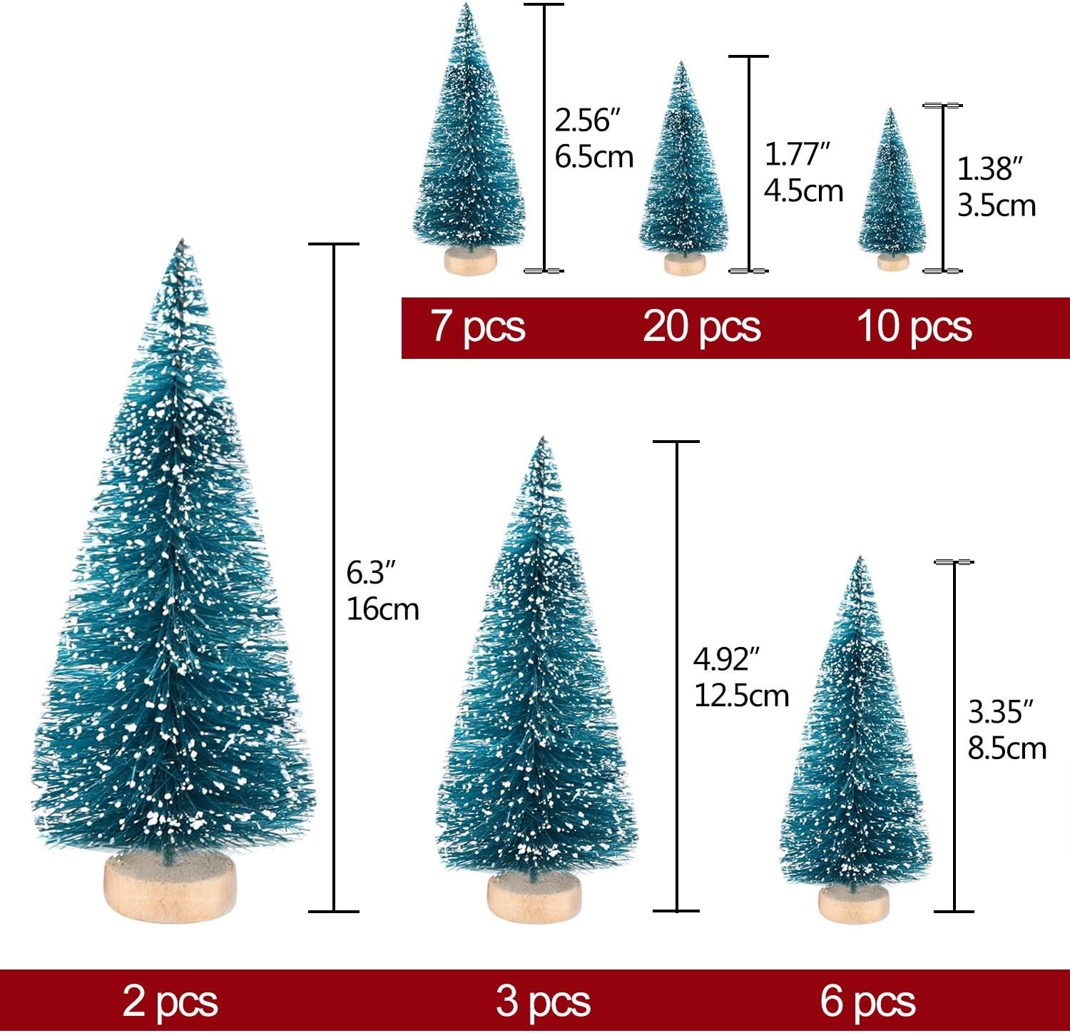 KUUQA 48Pcs Mini Sisal Trees Bottle Brush Diorama 48pcs, Blue-green