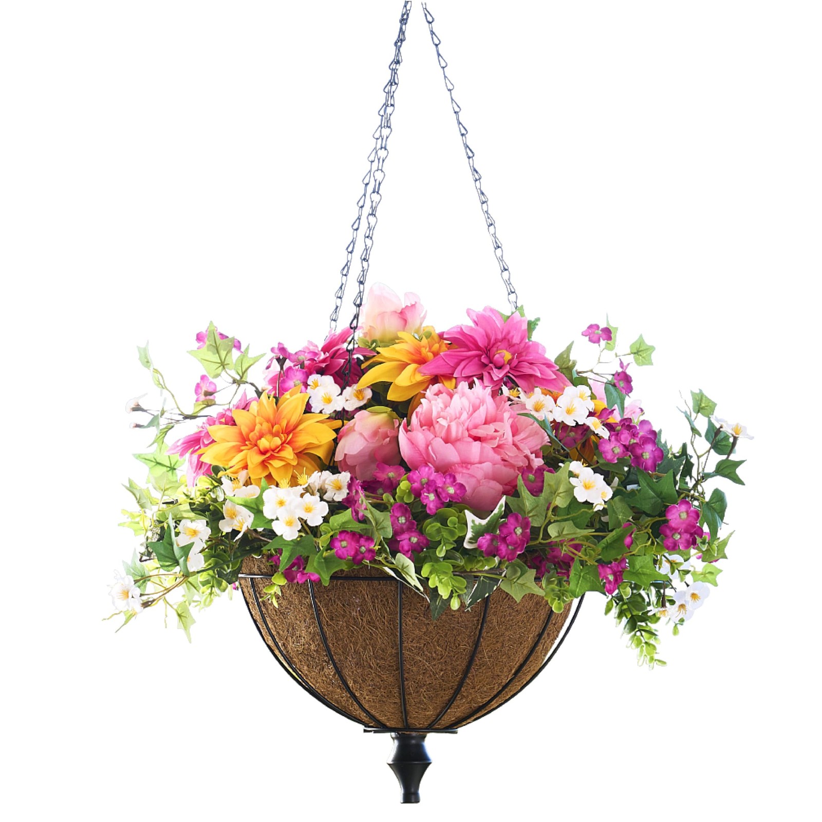 Outdoor Radiant Peony Spring & Summer Hanging Basket – 26″ Premium UV-Protect…