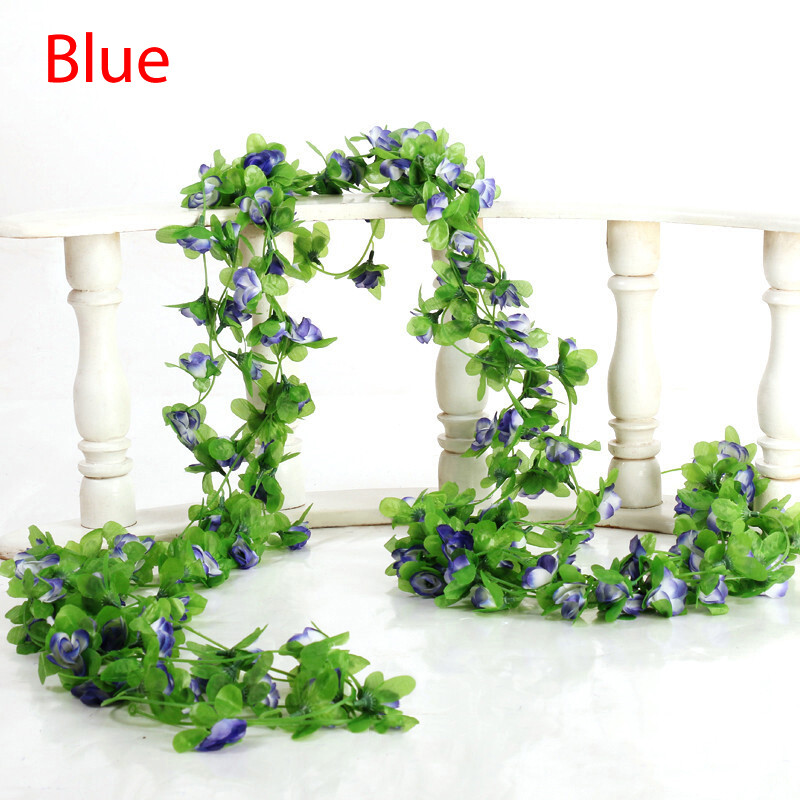 1PCS Silk Rose Artificial Flowers Vine Garland Fake Ivy Arch Hanging Fake Plant