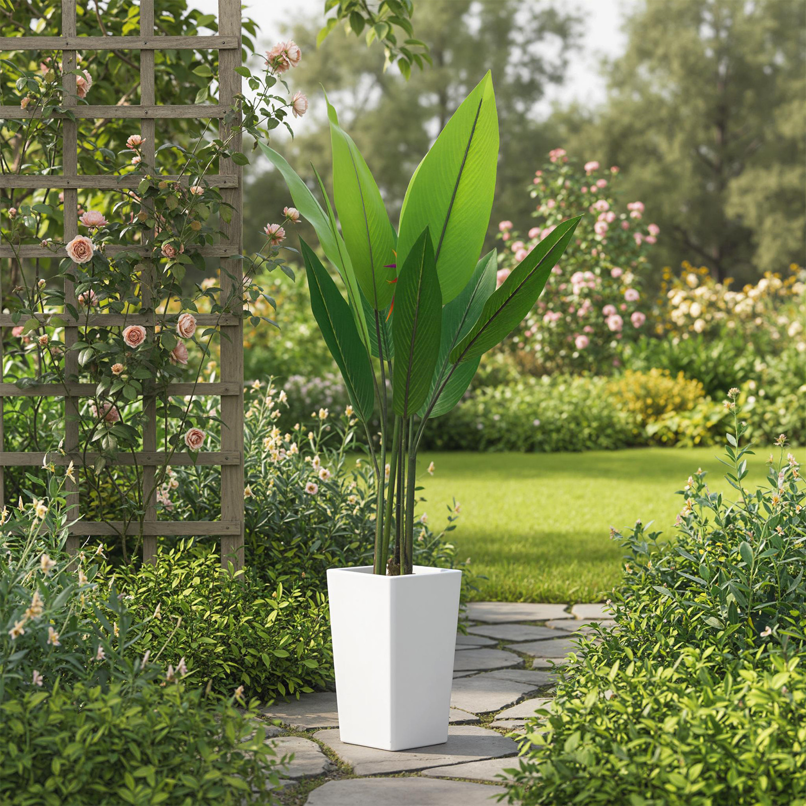 4.8FT Artificial Bird of Paradise Plant Tall Faux Banana Leaf Tree for IndoorDec