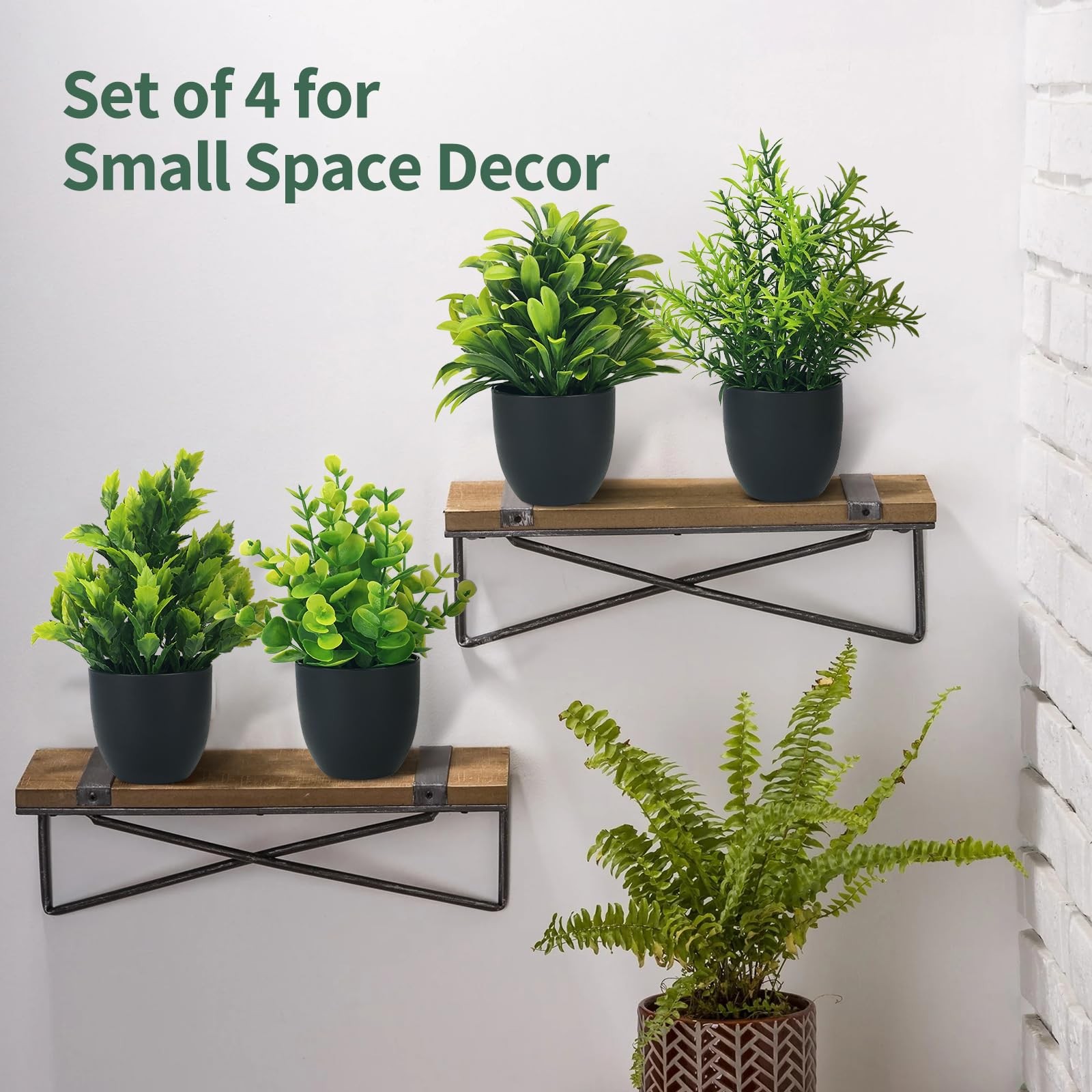 4 Packs Fake Plants Small Potted Mini Artificial Eucalyptus Rosemary Decor