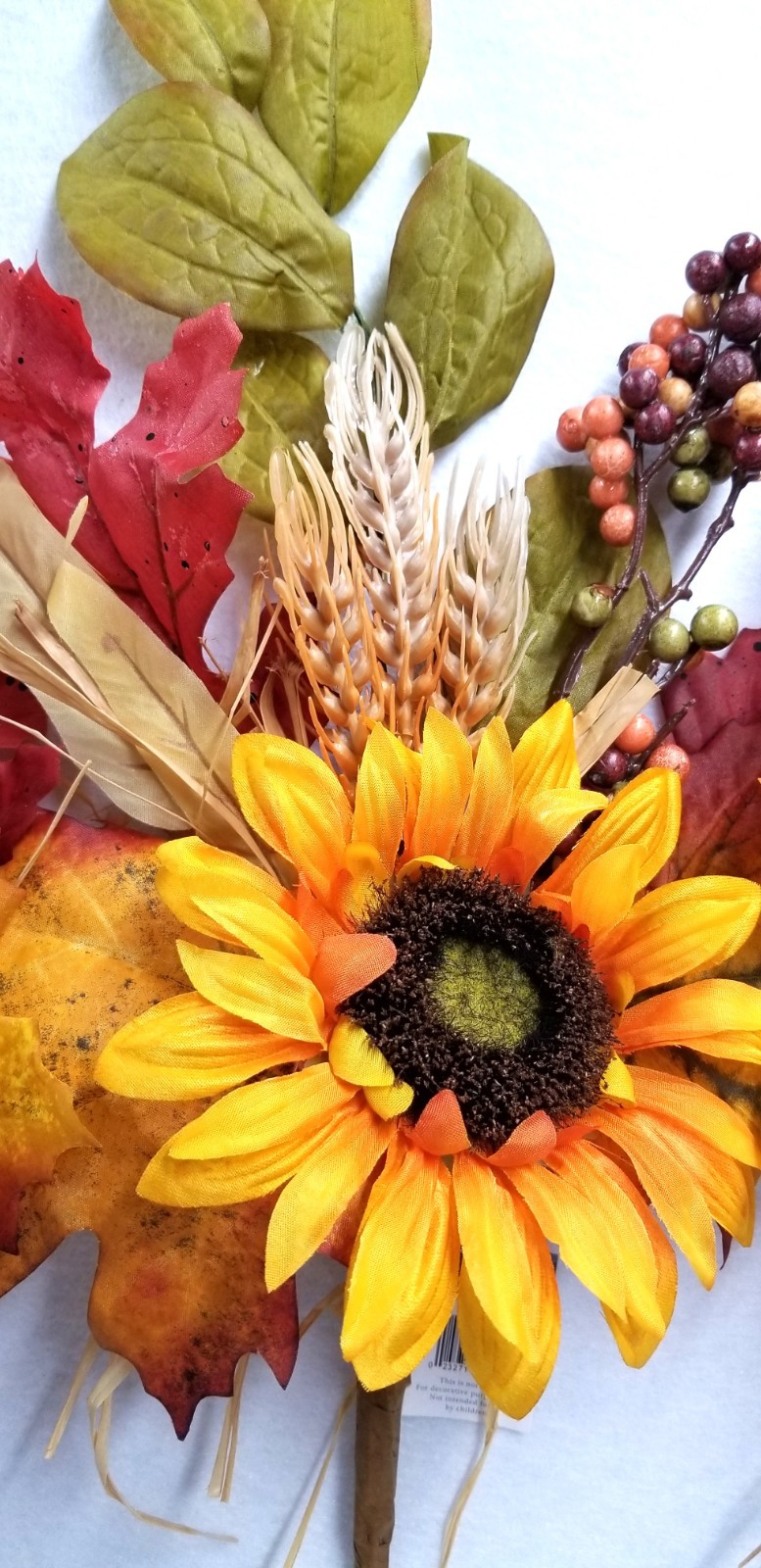 🌻Sunflower Spray with Maple Leaves, Wheat and Berries by Sullivans NWT Set of 3