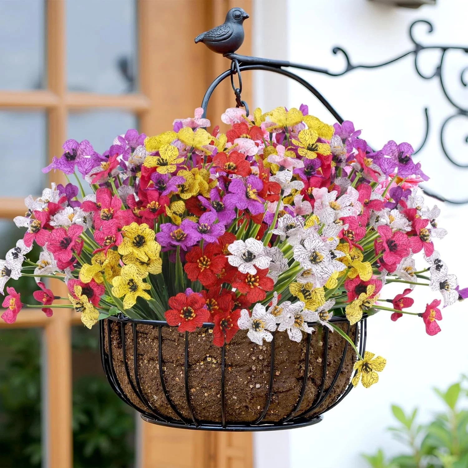24 Bundles Artificial Flowers for Outdoors Decoration, UV Resistant Mixed Color