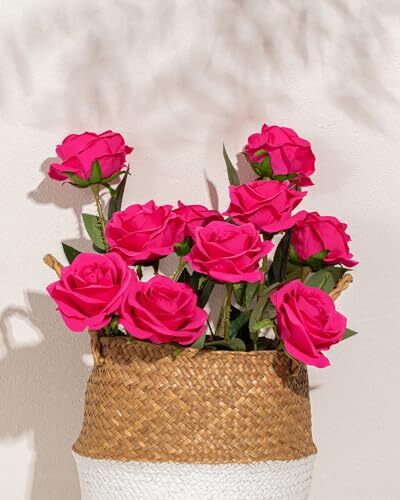 10 Pcs Artificial Silk Rose Flowers with Stem for Wedding Valentine’s Decor