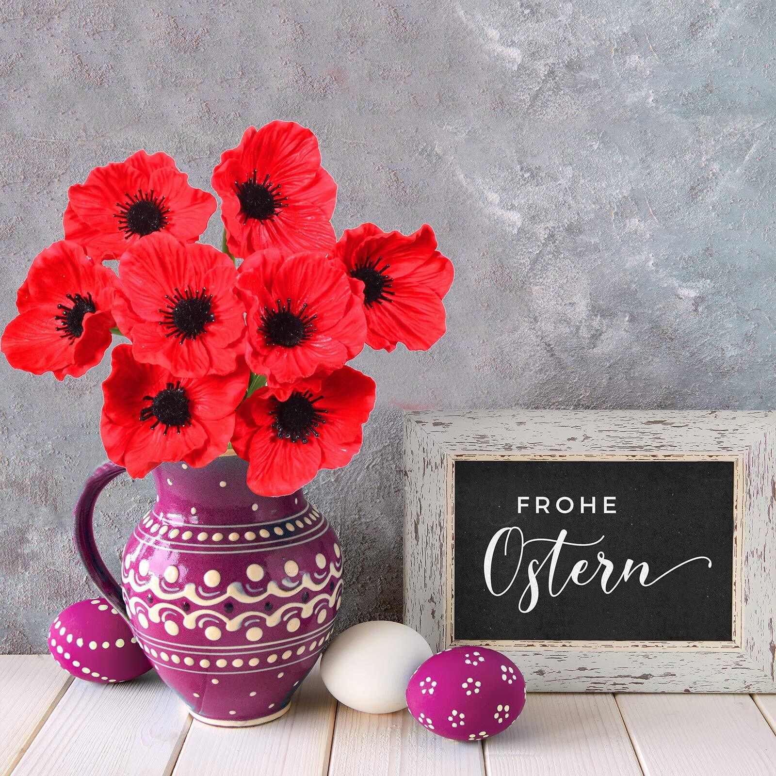 24 Pcs Artificial Red Flower Stems Pu Real Touch Flower Fake Flowers In Red With