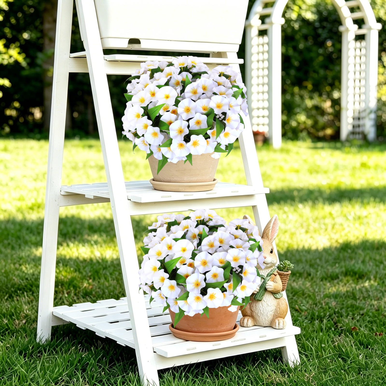 Artificial Flowers for Outdoors Decoration ,6 Bundles Fake Petunia Flowes