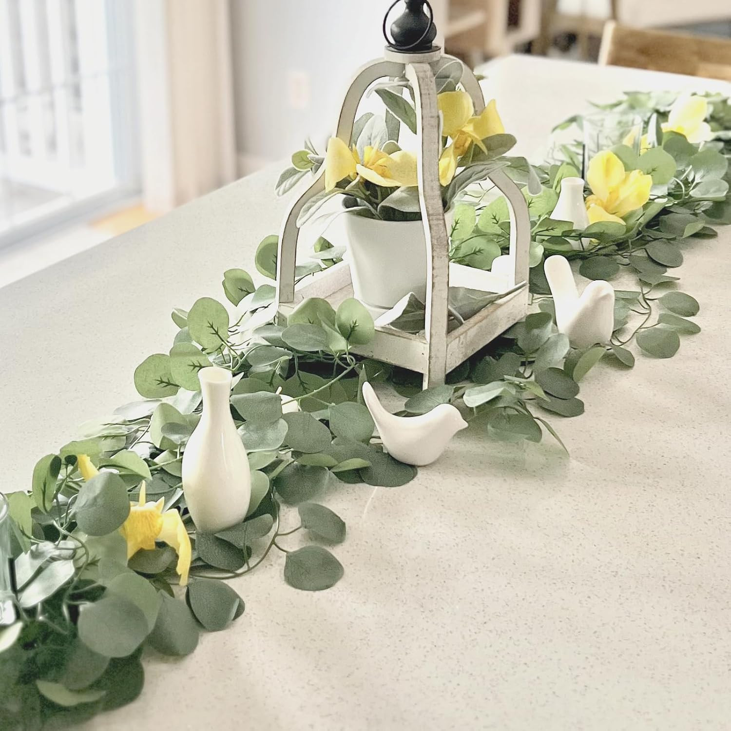 8Pcs Eucalyptus Garland,Artificial Eucalyptus Leaves Table Greenery Garland Wrea