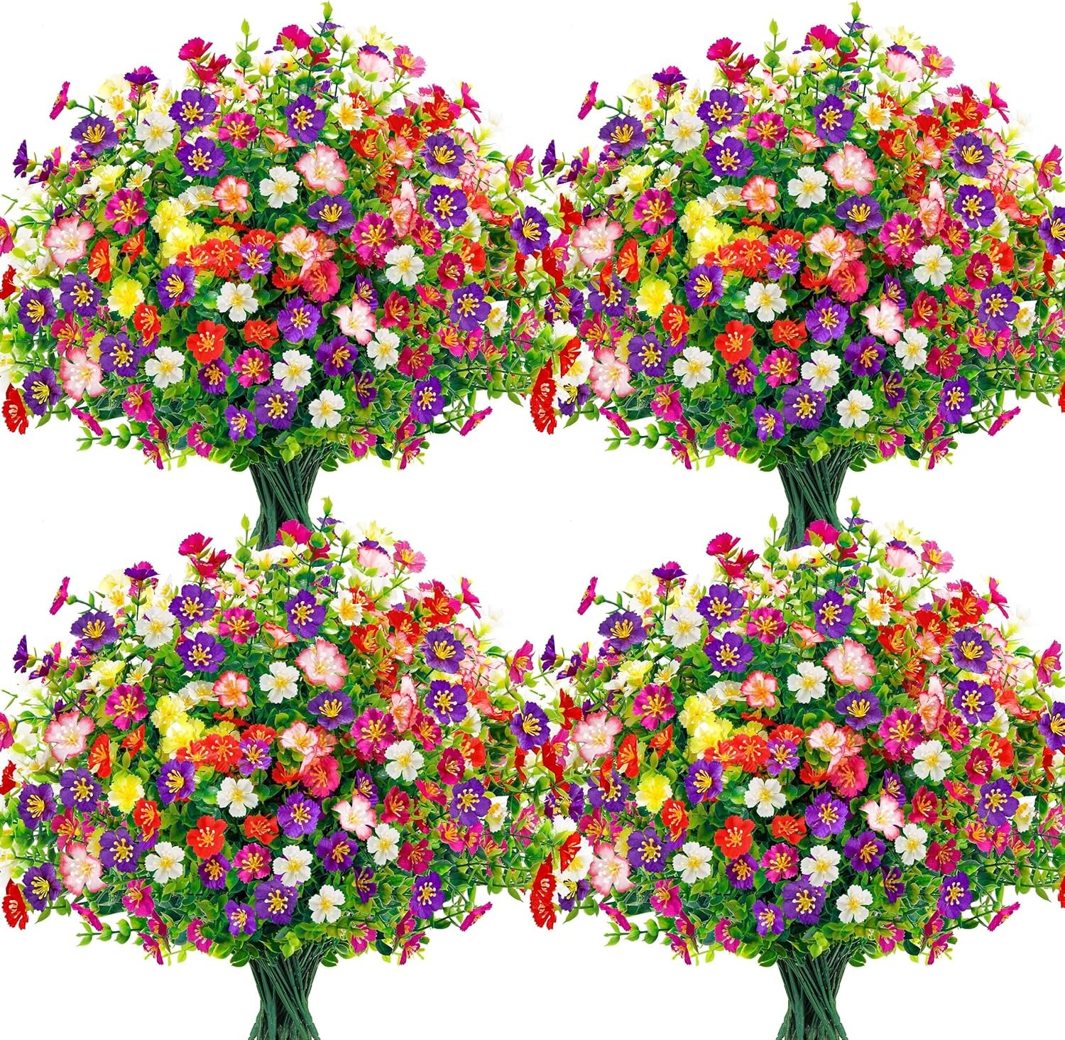 Der Rose 24 Bundles Fake Flowers Artificial Flowers Bulk Daisy for Outdoor Sprin