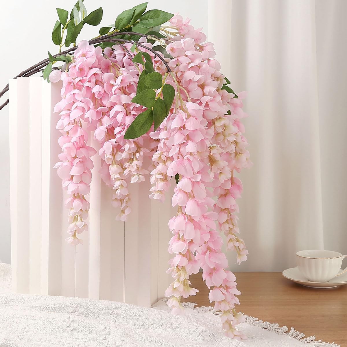 4pcs Large Size 47.2-inch Artificial Fake Wisteria Hanging Flower Garland Sil…