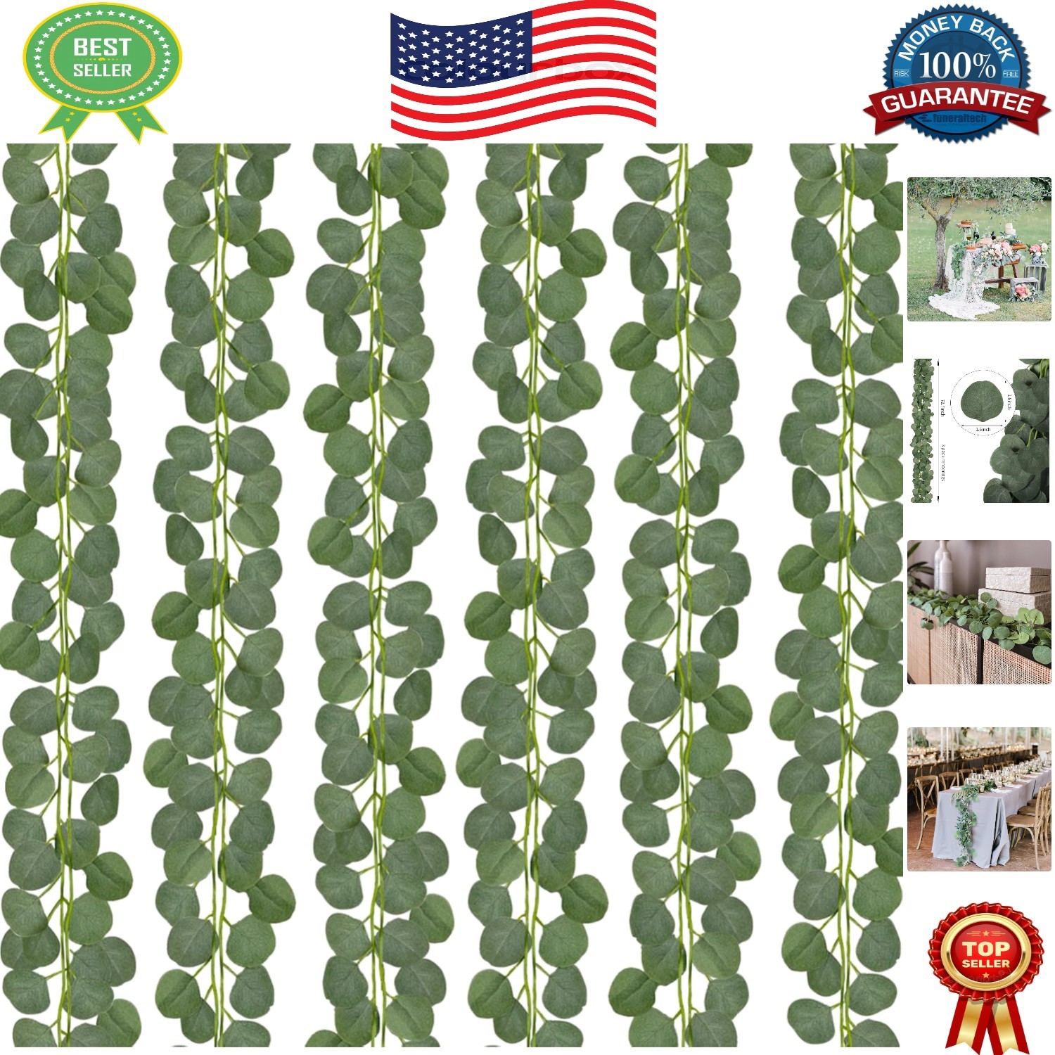 127Ft of Fresh Eucalyptus Garland – Perfect for Weddings, Home, and Celebrations