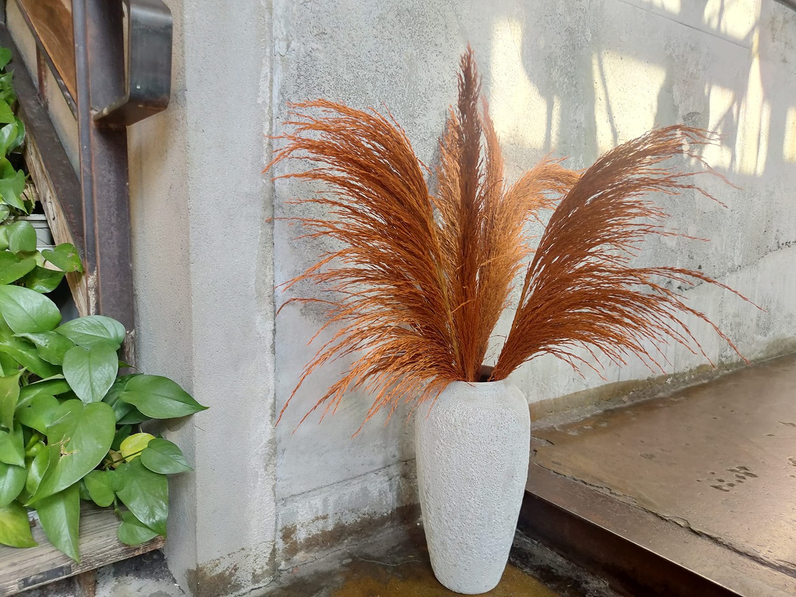 8 PCS 31.5 Inch 80cm Natural Orange Tall Pampas Grass Decor Feather Flowers