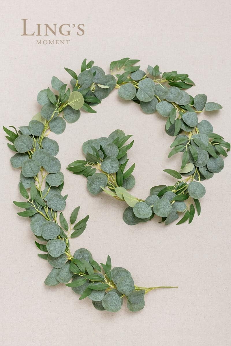 Artificial Eucalyptus and Willow Garland, 6 FT Fake Vine Greenery Leaves