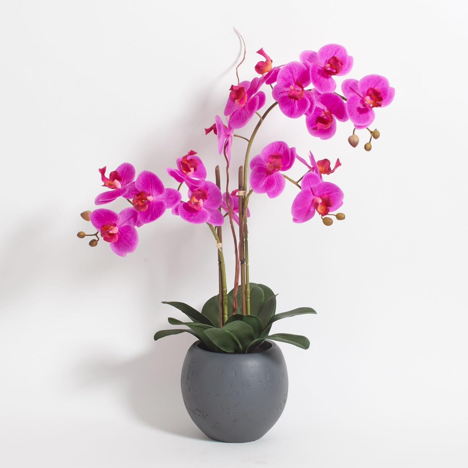 Faux Pink Orchid Plant, Premium Artificial Indoor Flower Display Stands 25-In…