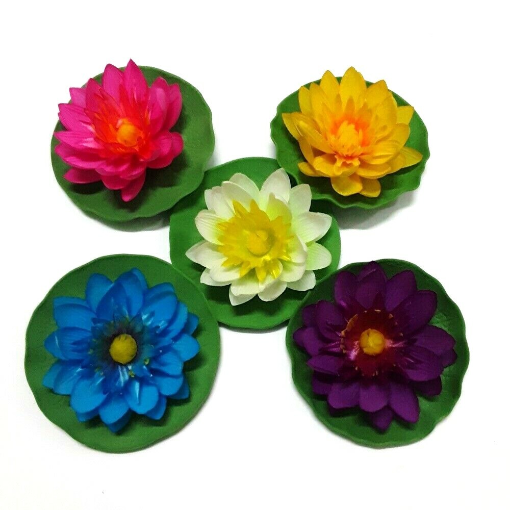 5 Siamese Lotus Flowers White Pink Purple Blue Yellow Home Floral Decor