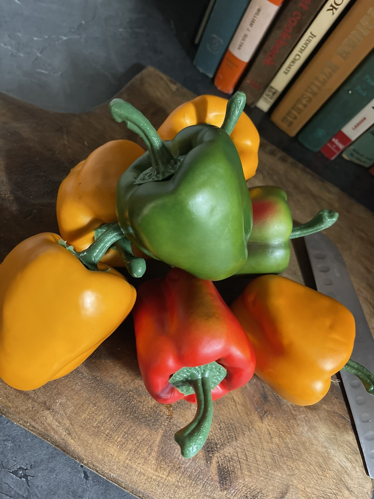 Lot 7 Realistic Red Green Orange Faux Artificial Bell Peppers Fake Food Prop