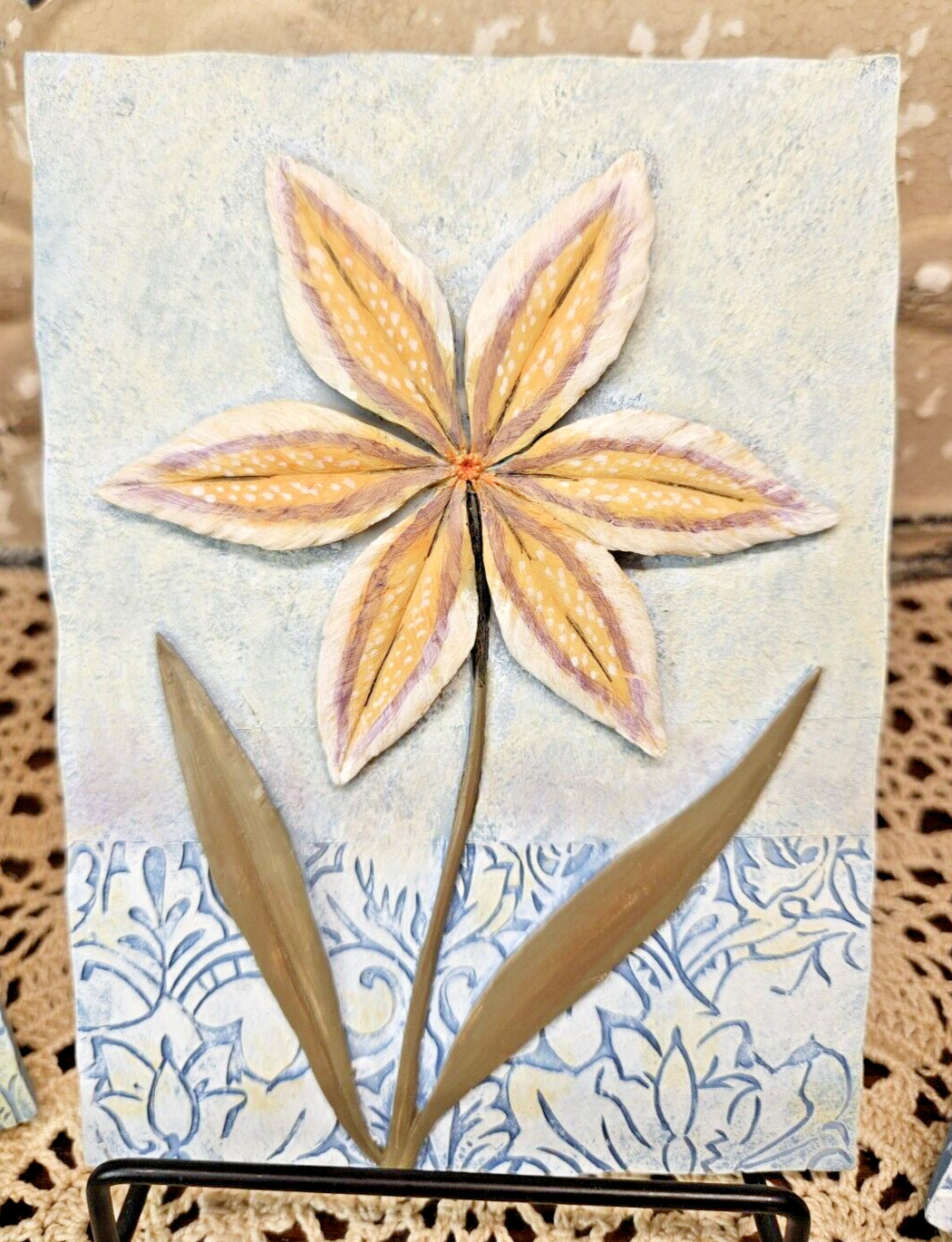 Set of 3 Decorative Embossed Floral Wall Plaques Ready to Hang 6″ x 5″