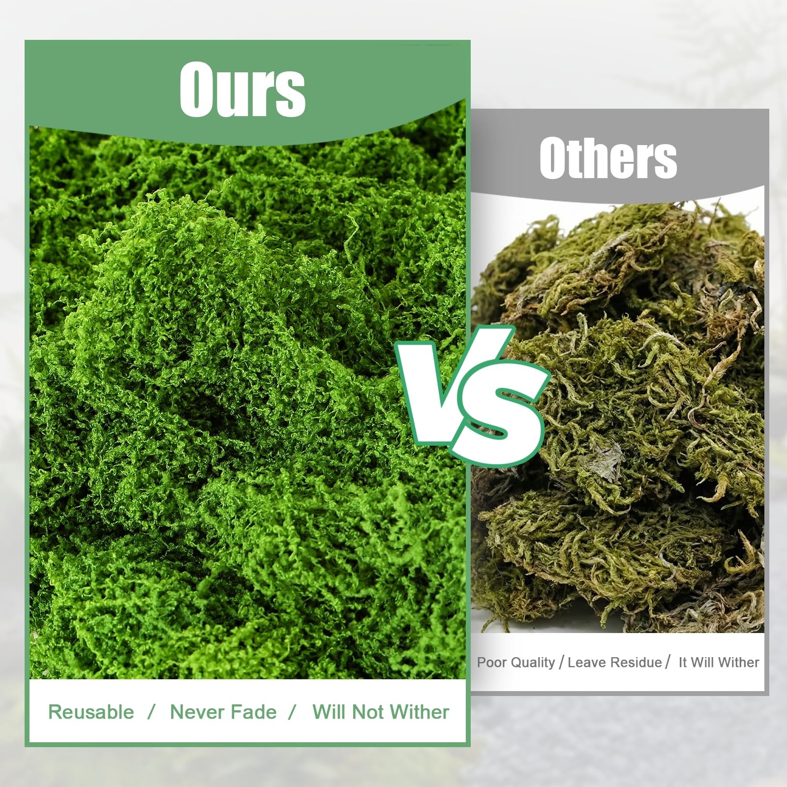5.3oz Fake Moss for Crafts, Green Artificial Moss for Plants Indoor Outdoor